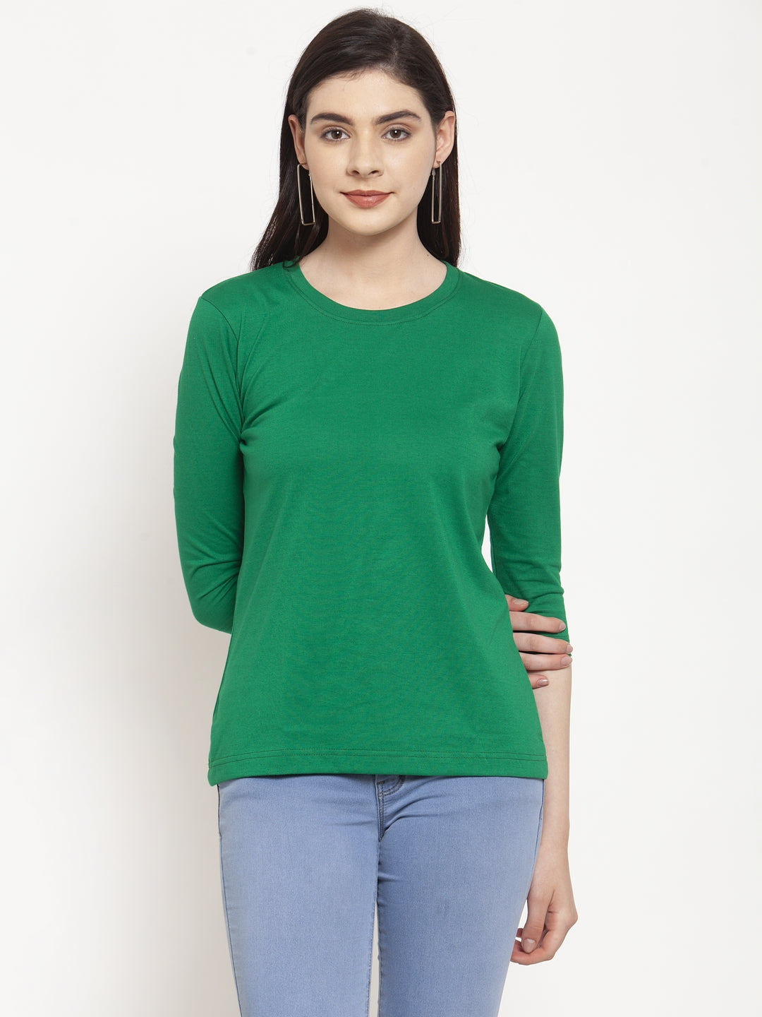 Frisker's Solid Women Round Neck Full Sleeves T-Shirt - Friskers