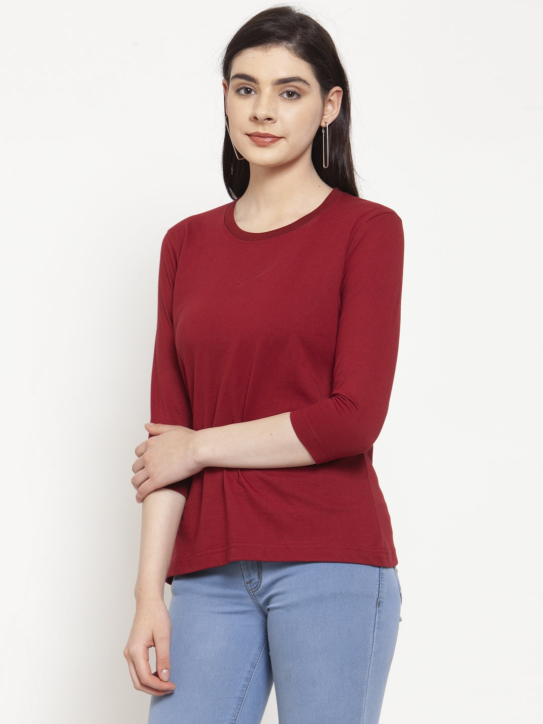 Frisker's Solid Women Round Neck Full Sleeves T-Shirt - Friskers