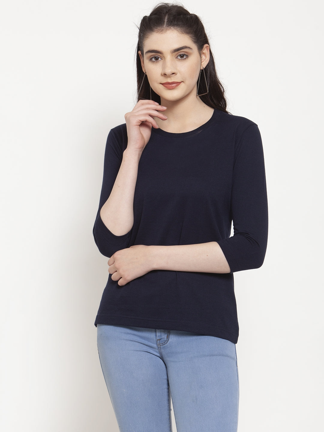 Frisker's Solid Women Round Neck Full Sleeves T-Shirt - Friskers