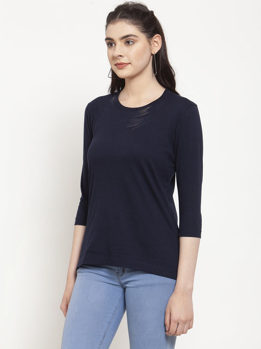 Frisker's Solid Women Round Neck Full Sleeves T-Shirt - Friskers