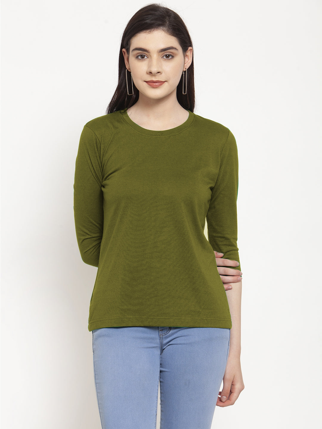 Frisker's Solid Women Round Neck Full Sleeves T-Shirt - Friskers