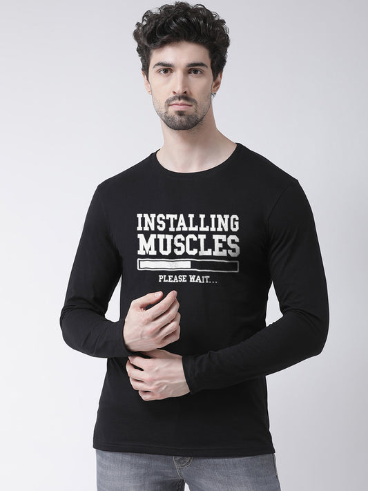 Men Installing Muscles Printed Full Sleeve T-shirt - Friskers