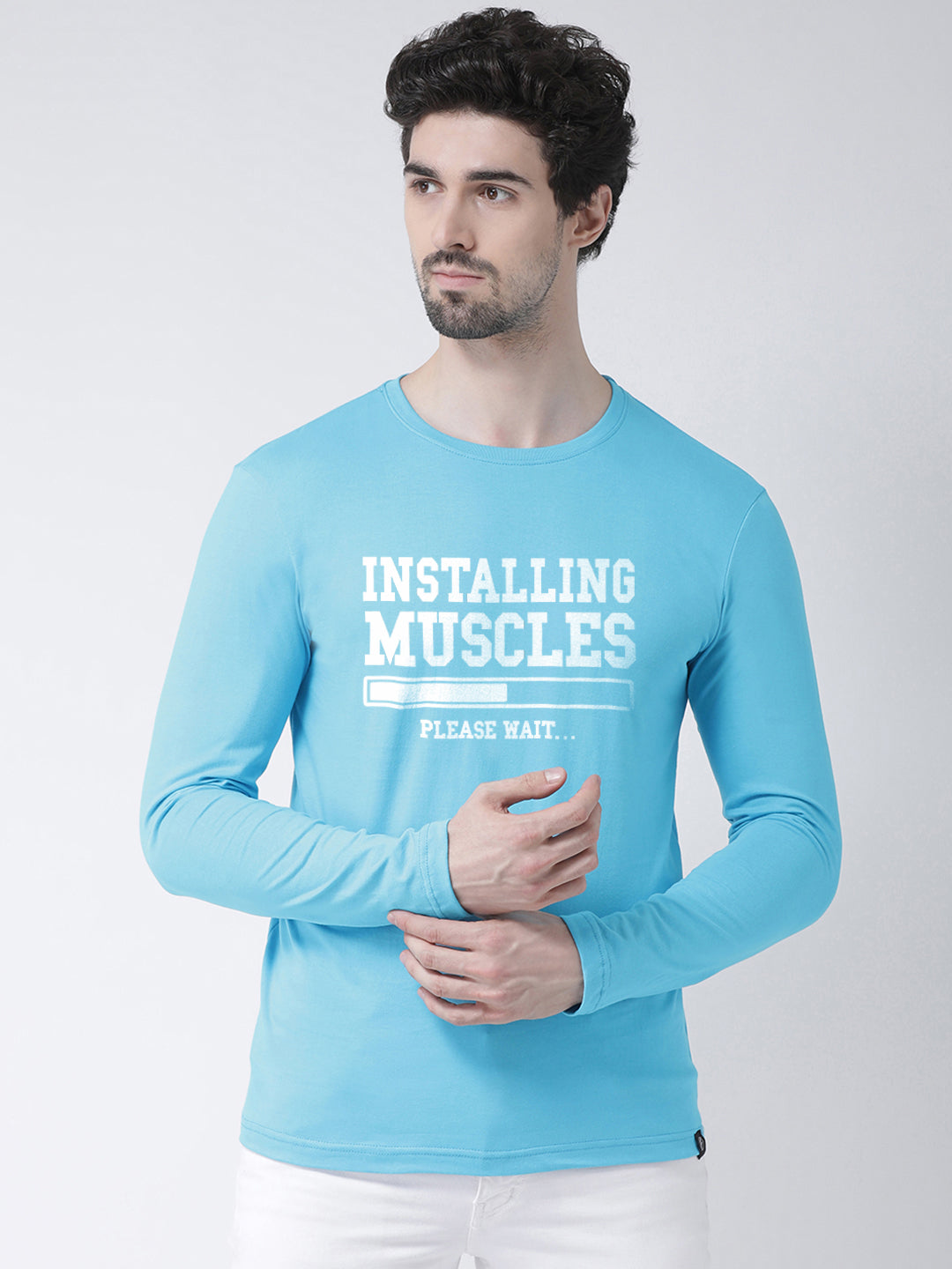 Men Installing Muscles Printed Full Sleeve T-shirt - Friskers
