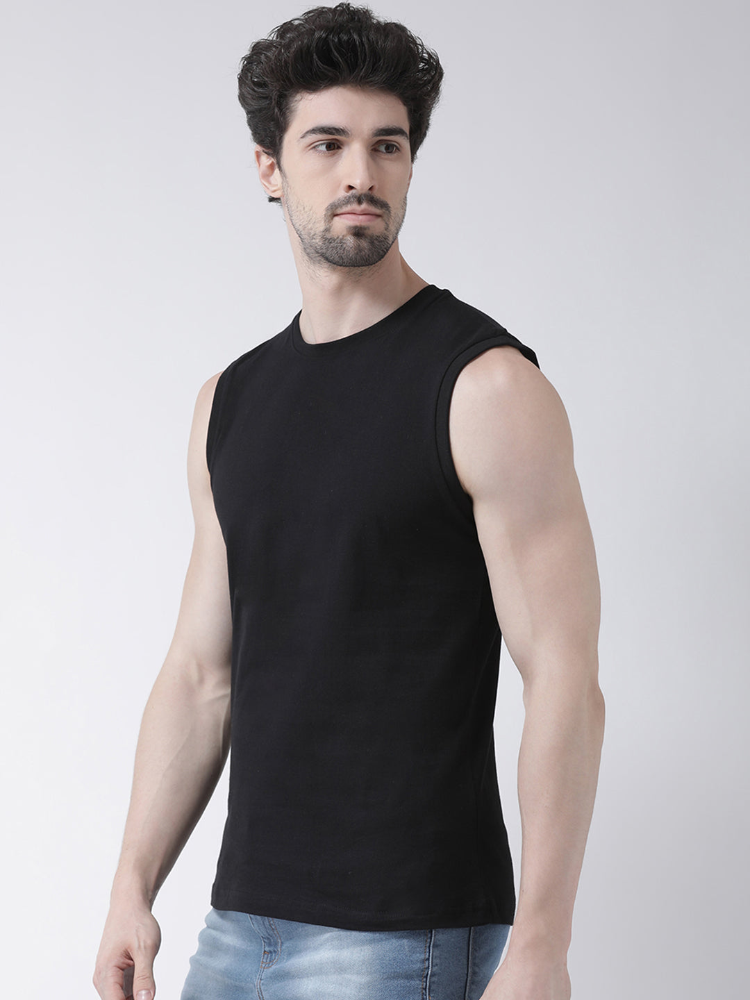 Friskers Solid Men Round Neck Sleeveless T-Shirt - Friskers