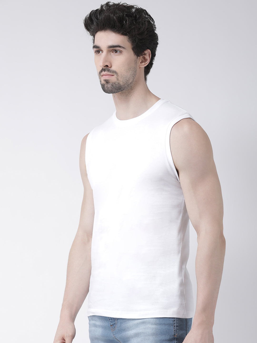 Friskers Solid Men Round Neck Sleeveless T-Shirt - Friskers