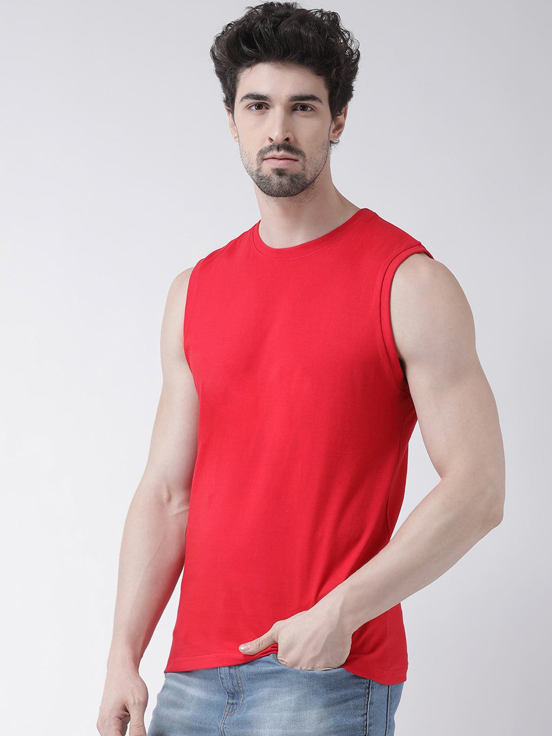 Friskers Solid Men Round Neck Sleeveless T-Shirt - Friskers