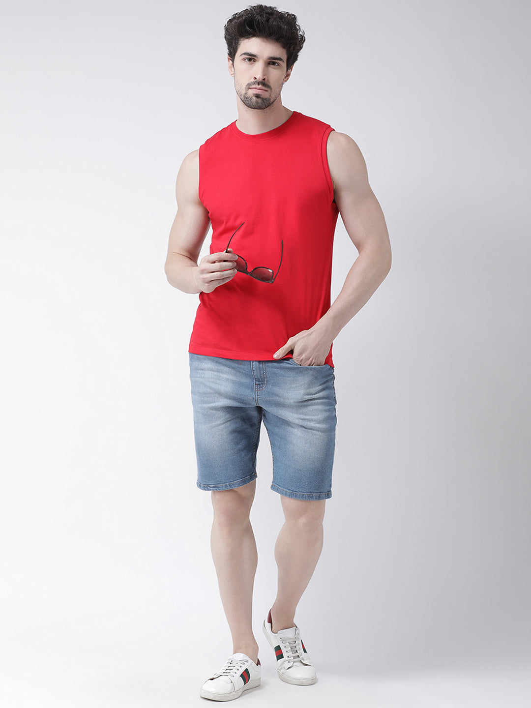 Friskers Solid Men Round Neck Sleeveless T-Shirt - Friskers