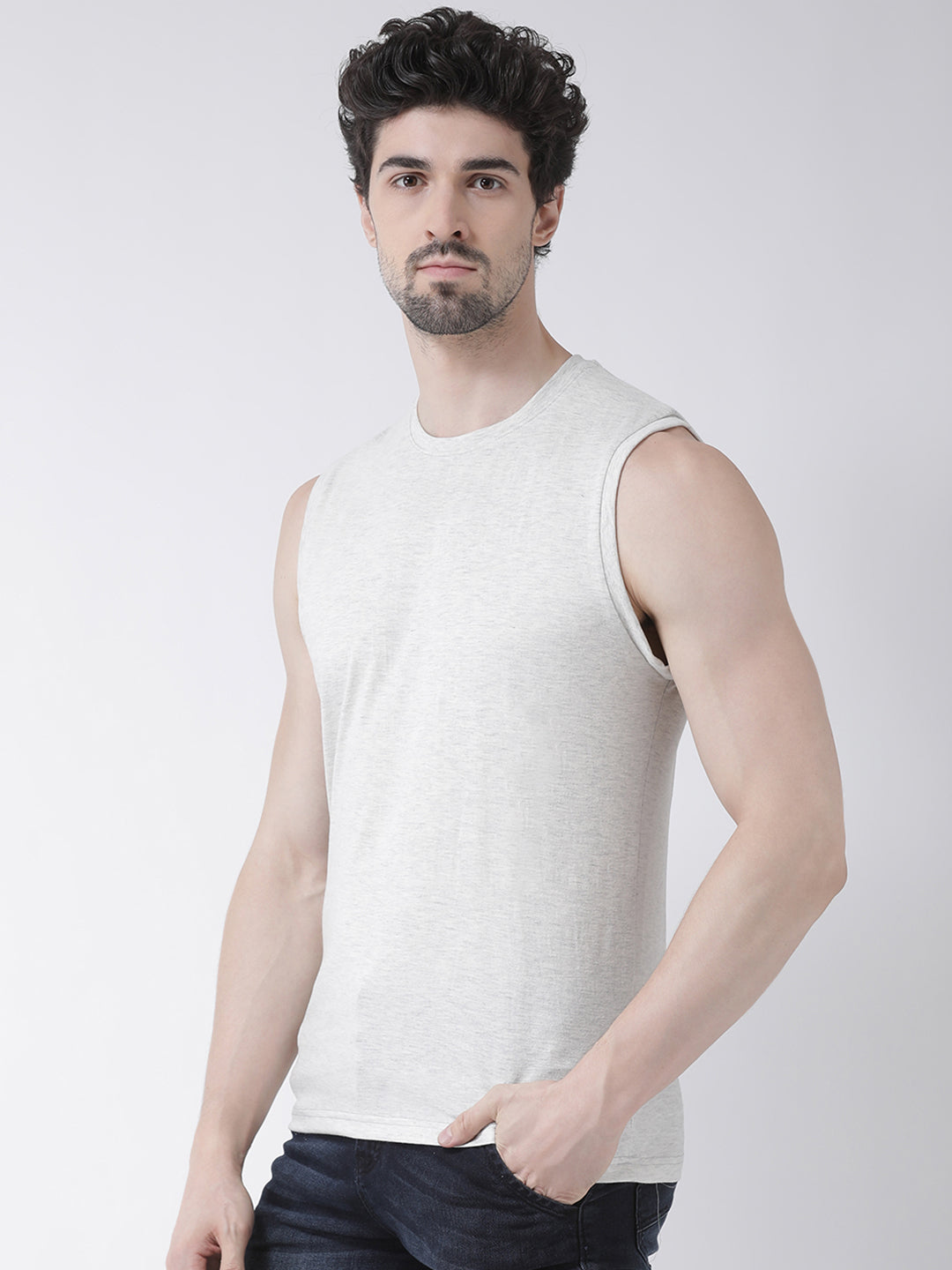 Friskers Solid Men Round Neck Sleeveless T-Shirt - Friskers