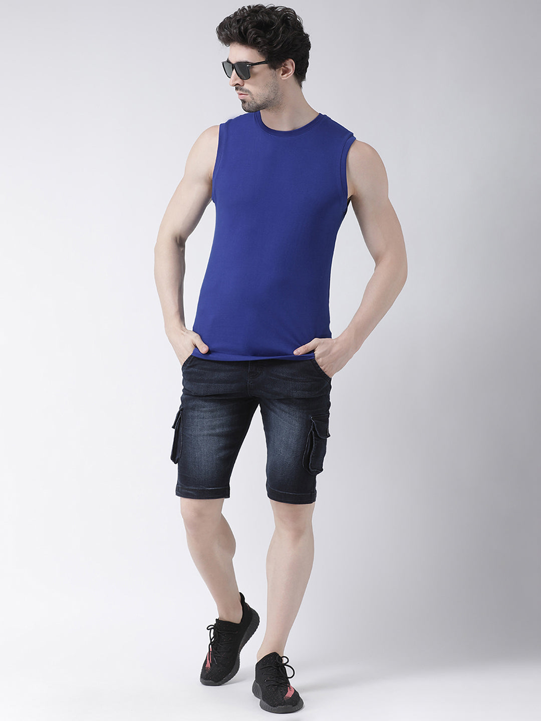 Friskers Solid Men Round Neck Sleeveless T-Shirt - Friskers