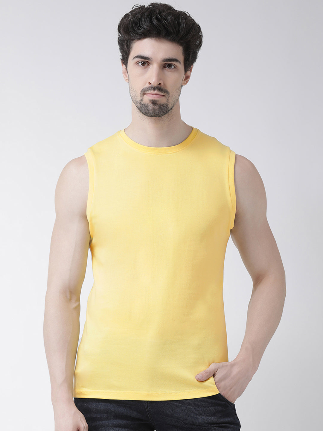 Friskers Solid Men Round Neck Sleeveless T-Shirt - Friskers