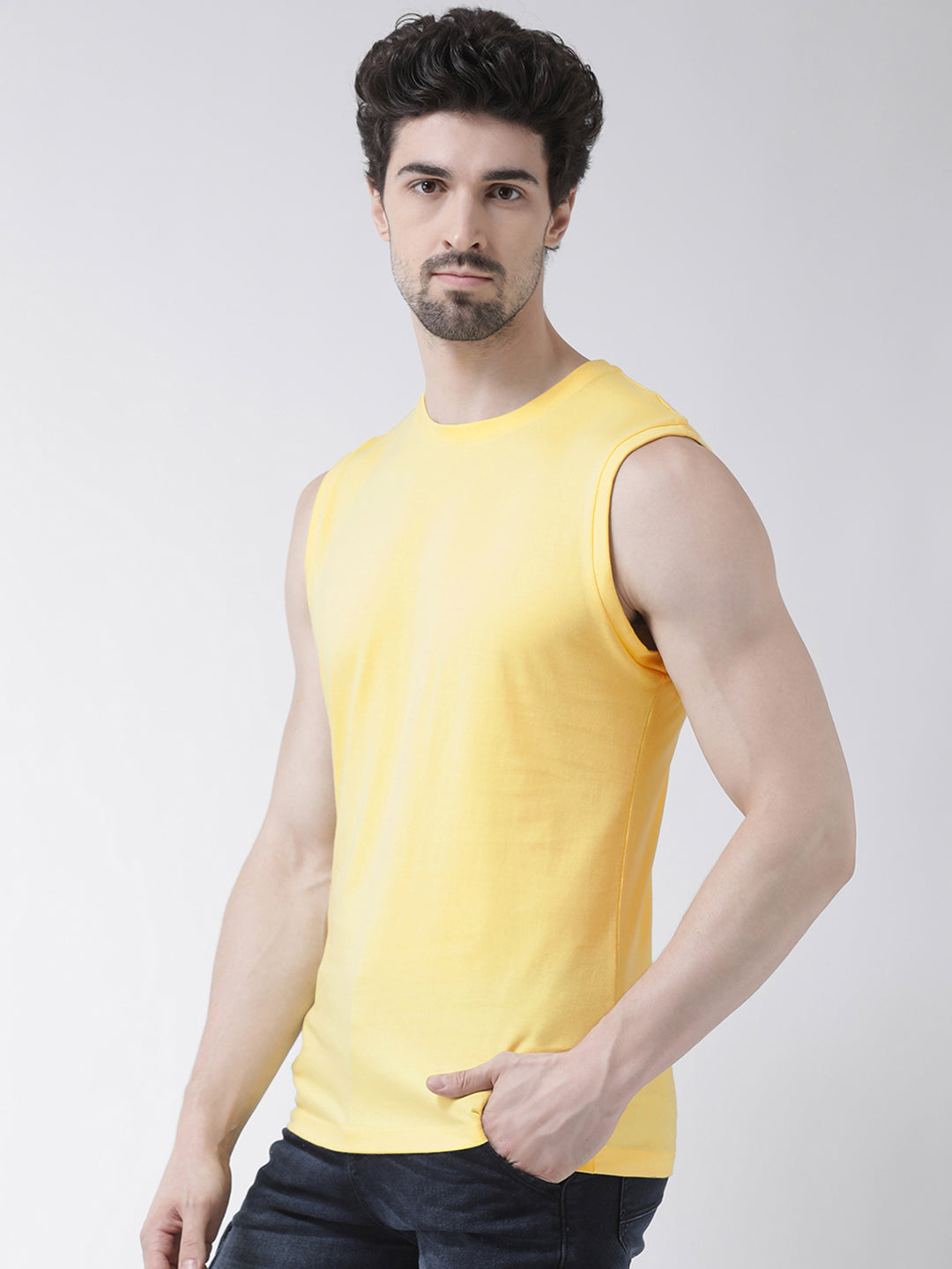 Friskers Solid Men Round Neck Sleeveless T-Shirt - Friskers