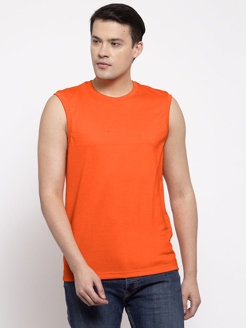 Friskers Solid Men Round Neck Sleeveless T-Shirt - Friskers