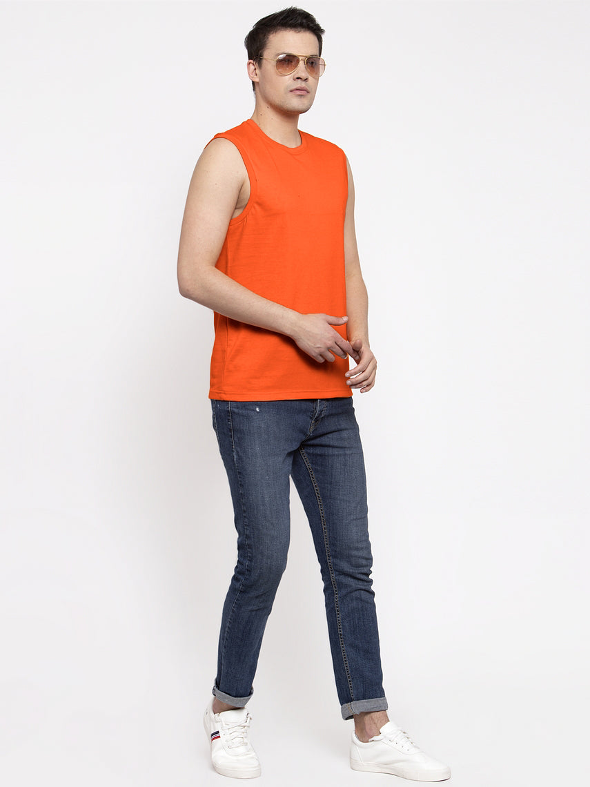 Friskers Solid Men Round Neck Sleeveless T-Shirt - Friskers