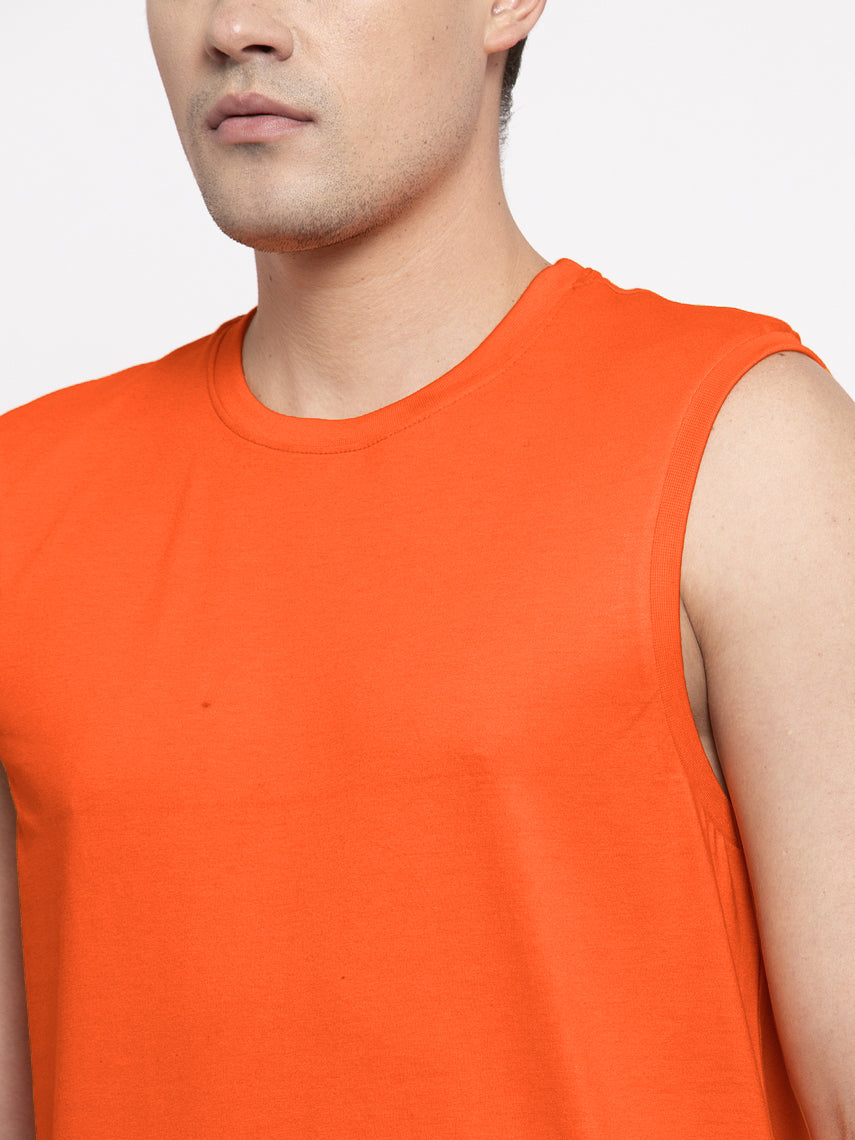 Friskers Solid Men Round Neck Sleeveless T-Shirt - Friskers