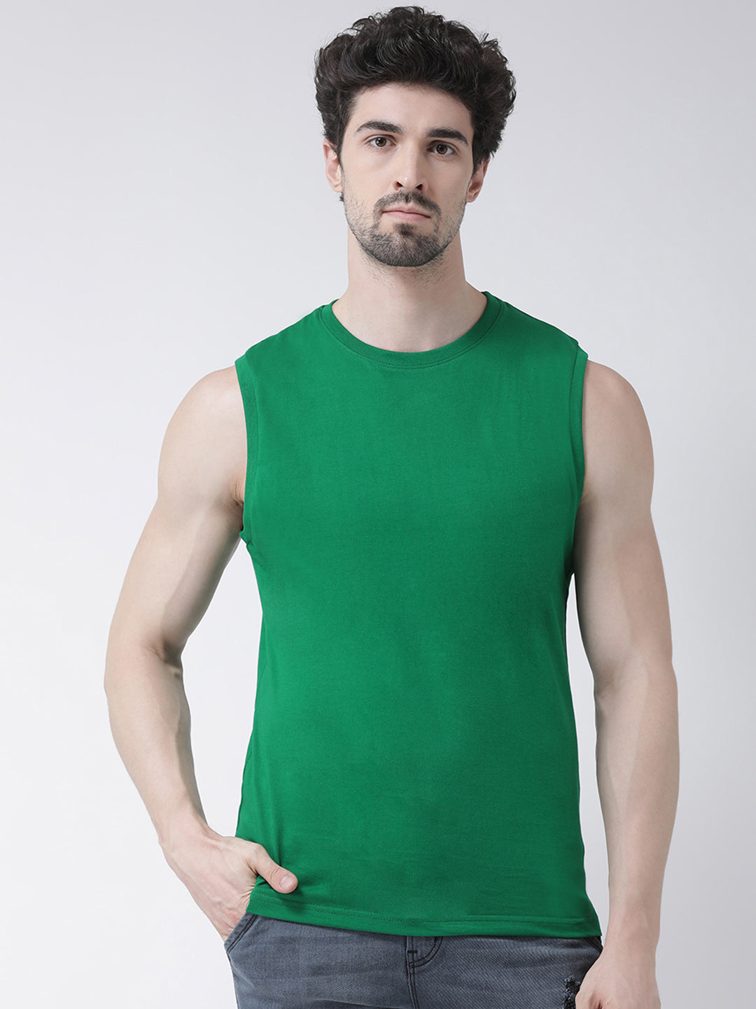 Friskers Solid Men Round Neck Sleeveless T-Shirt - Friskers