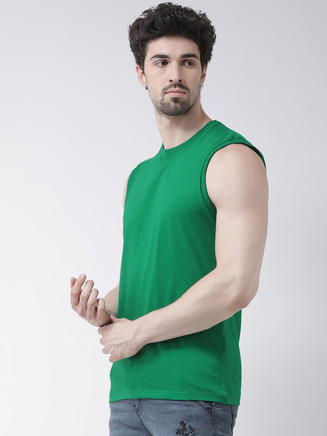 Friskers Solid Men Round Neck Sleeveless T-Shirt - Friskers