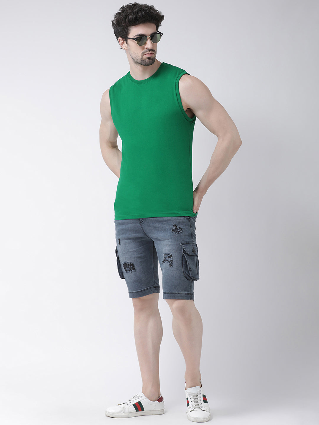 Friskers Solid Men Round Neck Sleeveless T-Shirt - Friskers