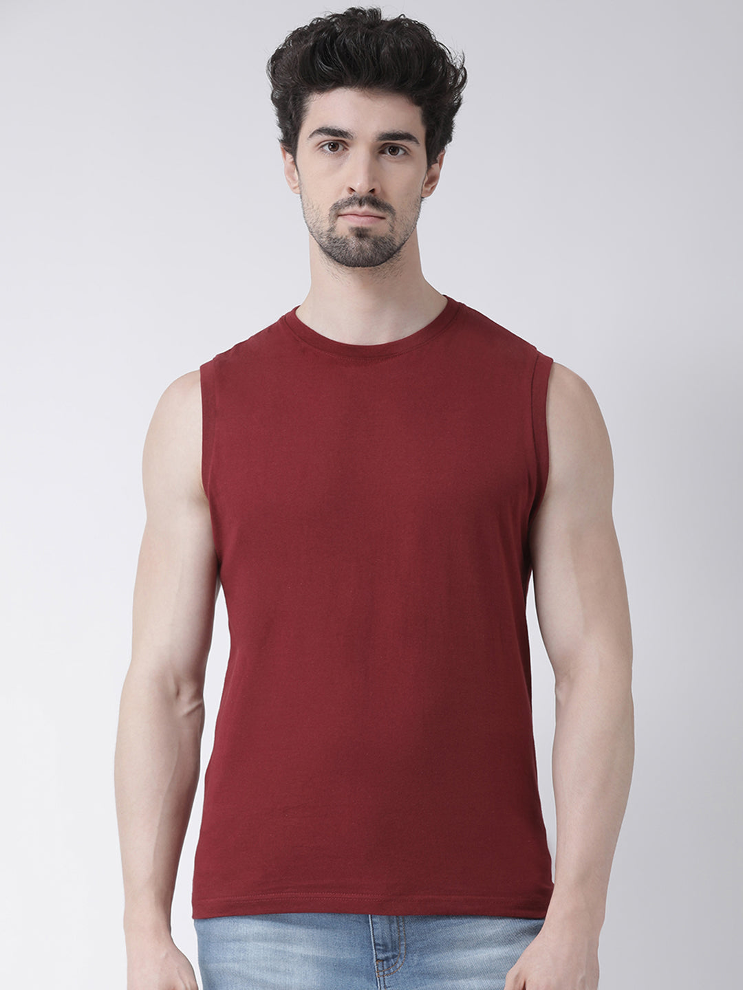 Friskers Solid Men Round Neck Sleeveless T-Shirt - Friskers