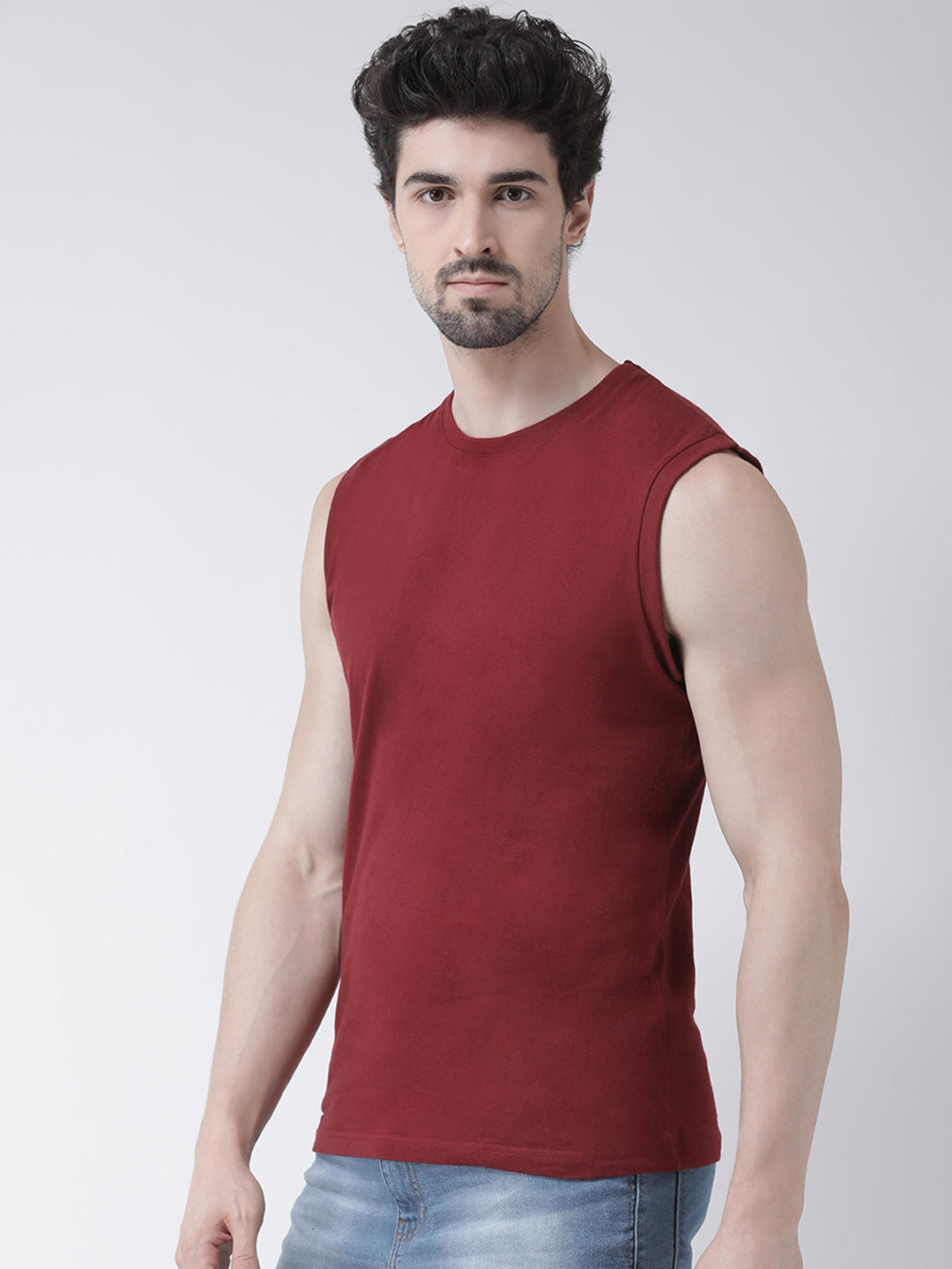 Friskers Solid Men Round Neck Sleeveless T-Shirt - Friskers