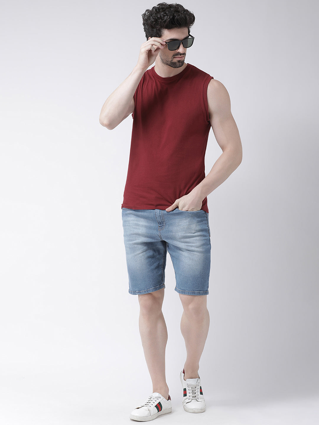 Friskers Solid Men Round Neck Sleeveless T-Shirt - Friskers