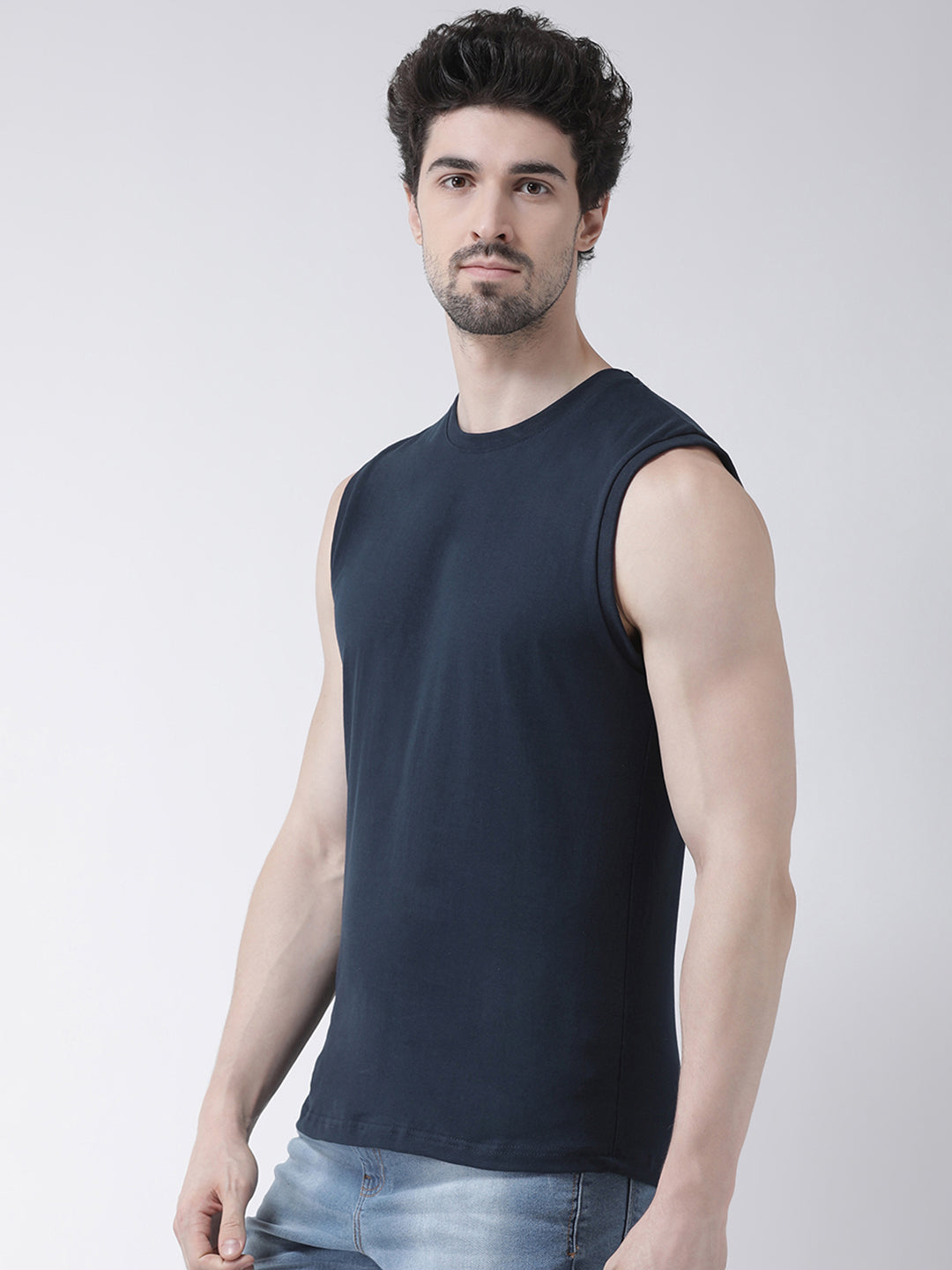 Friskers Solid Men Round Neck Sleeveless T-Shirt - Friskers