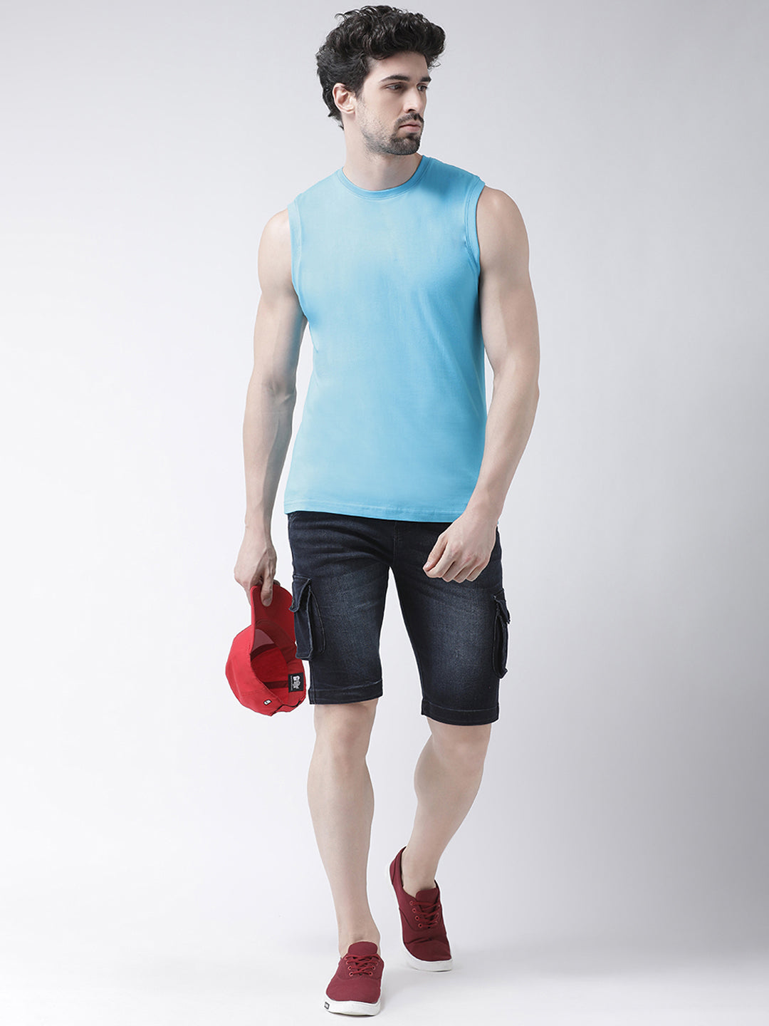 Friskers Solid Men Round Neck Sleeveless T-Shirt - Friskers