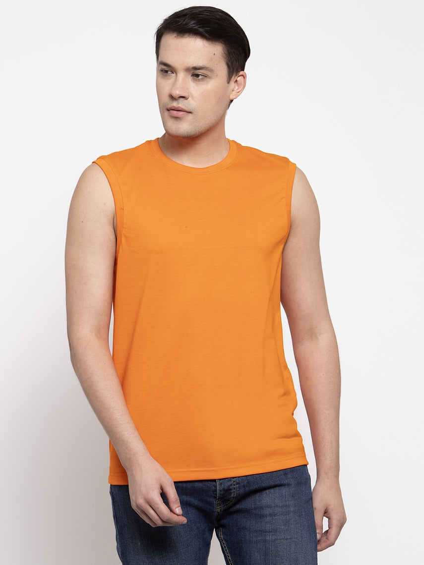 Friskers Solid Men Round Neck Sleeveless T-Shirt - Friskers