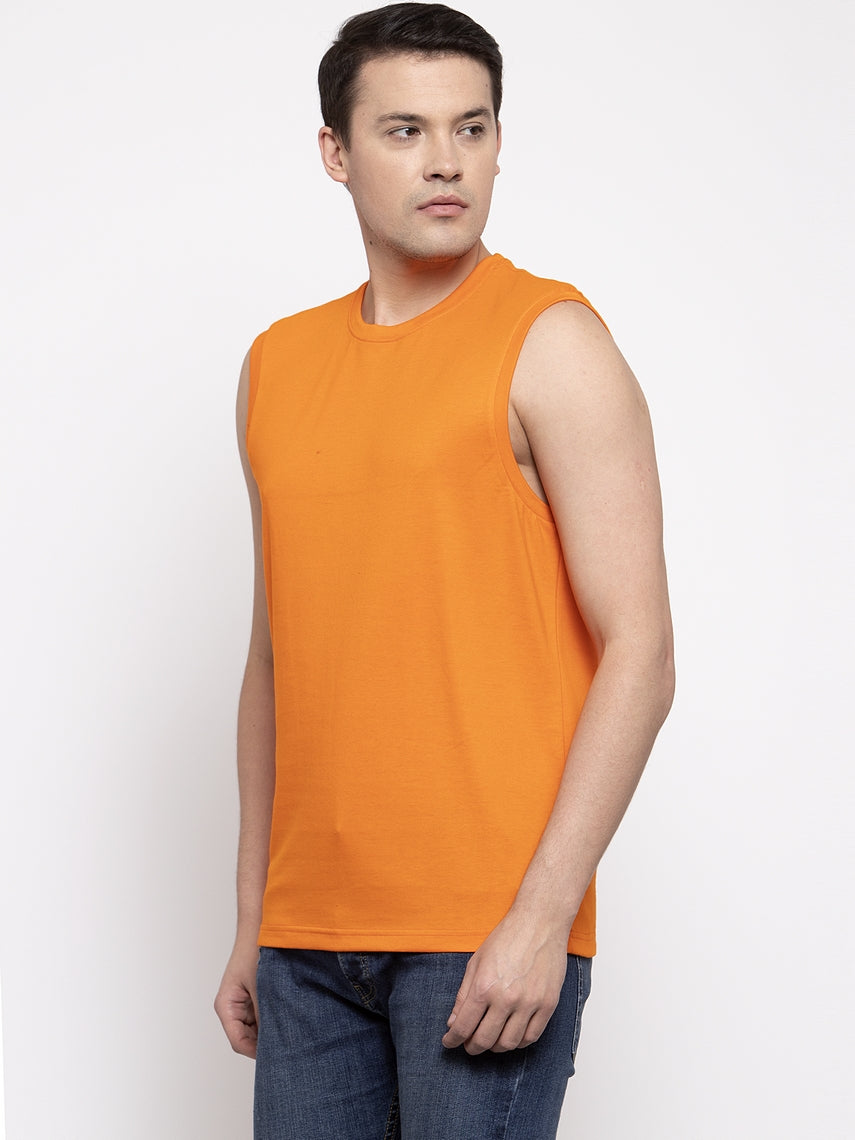 Friskers Solid Men Round Neck Sleeveless T-Shirt - Friskers