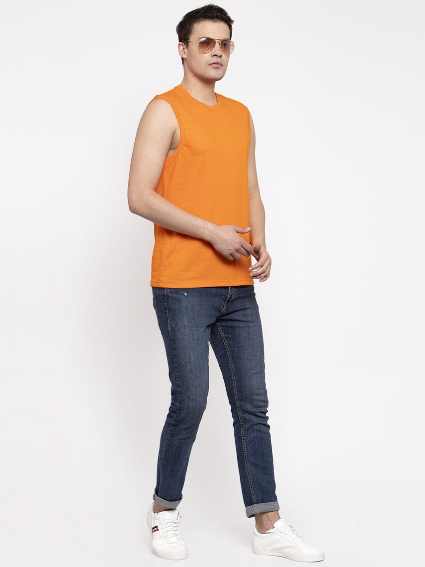 Friskers Solid Men Round Neck Sleeveless T-Shirt - Friskers