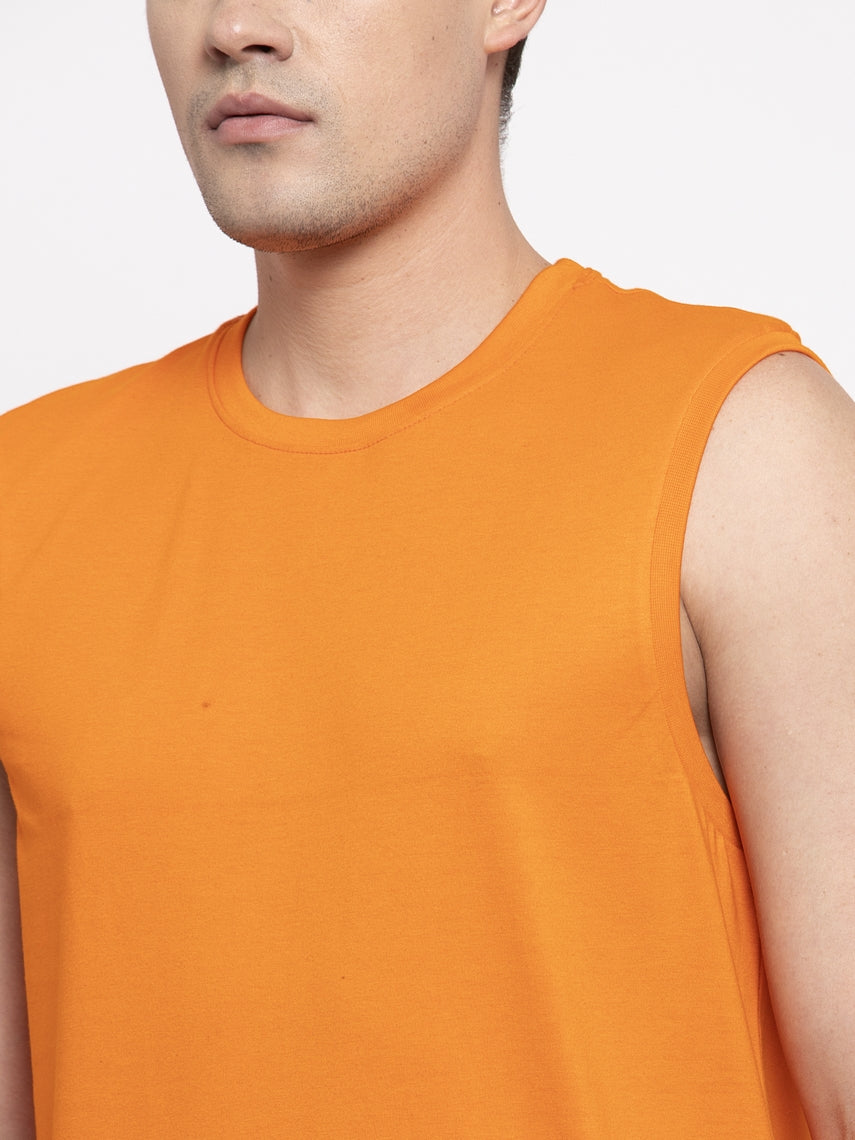 Friskers Solid Men Round Neck Sleeveless T-Shirt - Friskers