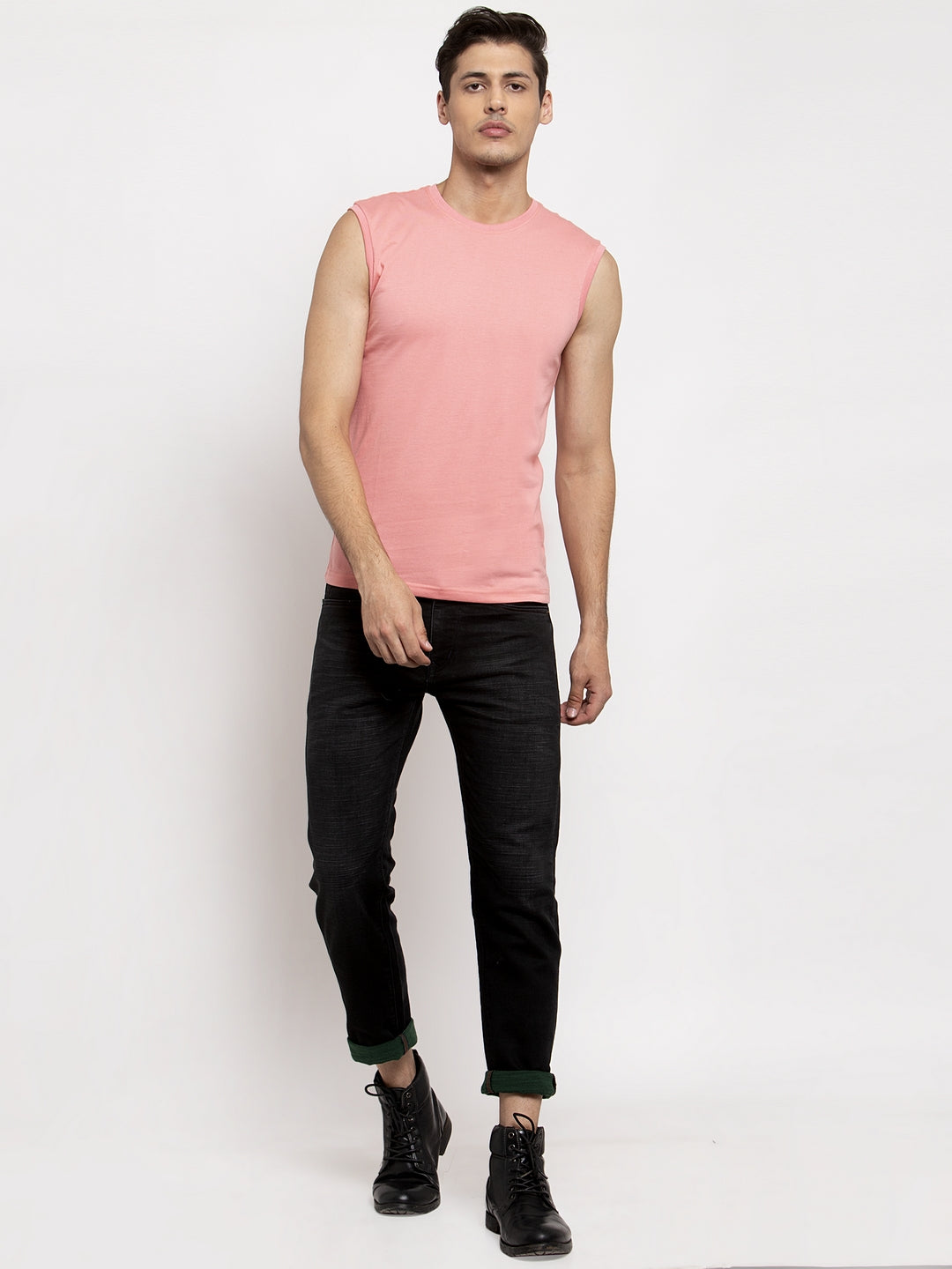 Friskers Solid Men Round Neck Sleeveless T-Shirt - Friskers