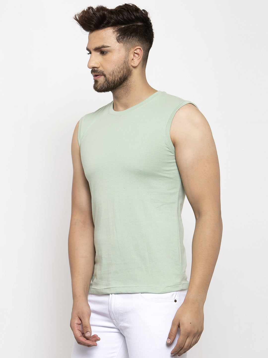 Friskers Solid Men Round Neck Sleeveless T-Shirt - Friskers