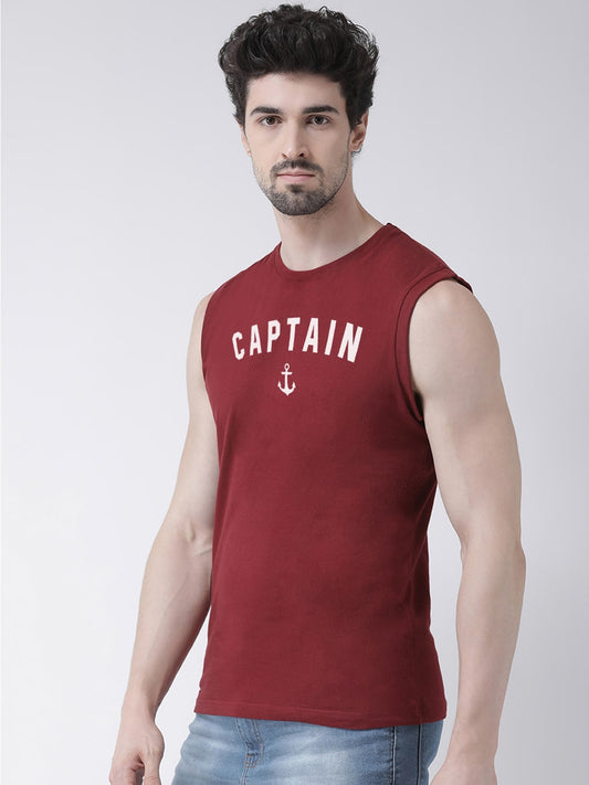Men Captain Printed Cotton Gym Vest - Friskers