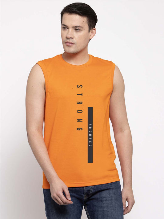 Men Strong Printed Cotton Gym Vest - Friskers