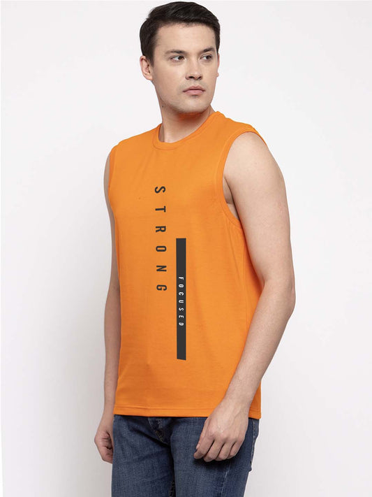 Men Strong Printed Cotton Gym Vest - Friskers