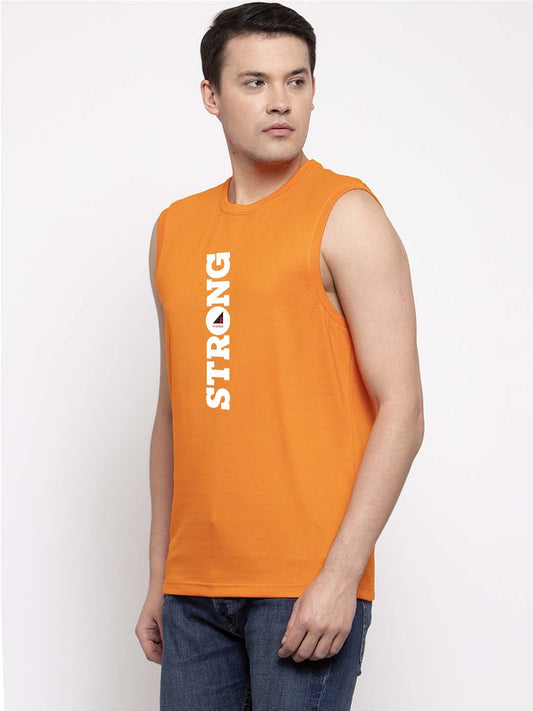 Men Strong Printed Cotton Gym Vest - Friskers