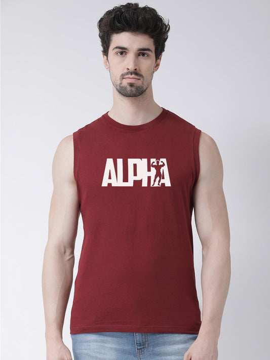 Men Alpha Printed Cotton Gym Vest - Friskers