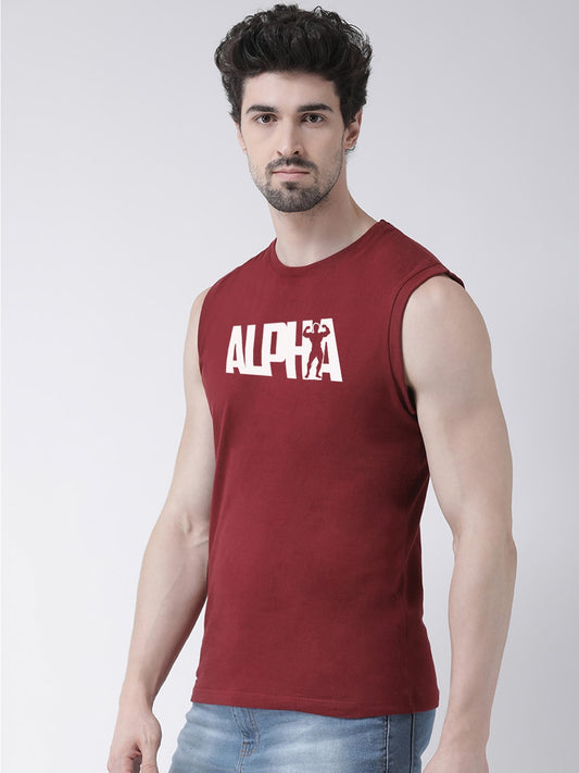 Men Alpha Printed Cotton Gym Vest - Friskers