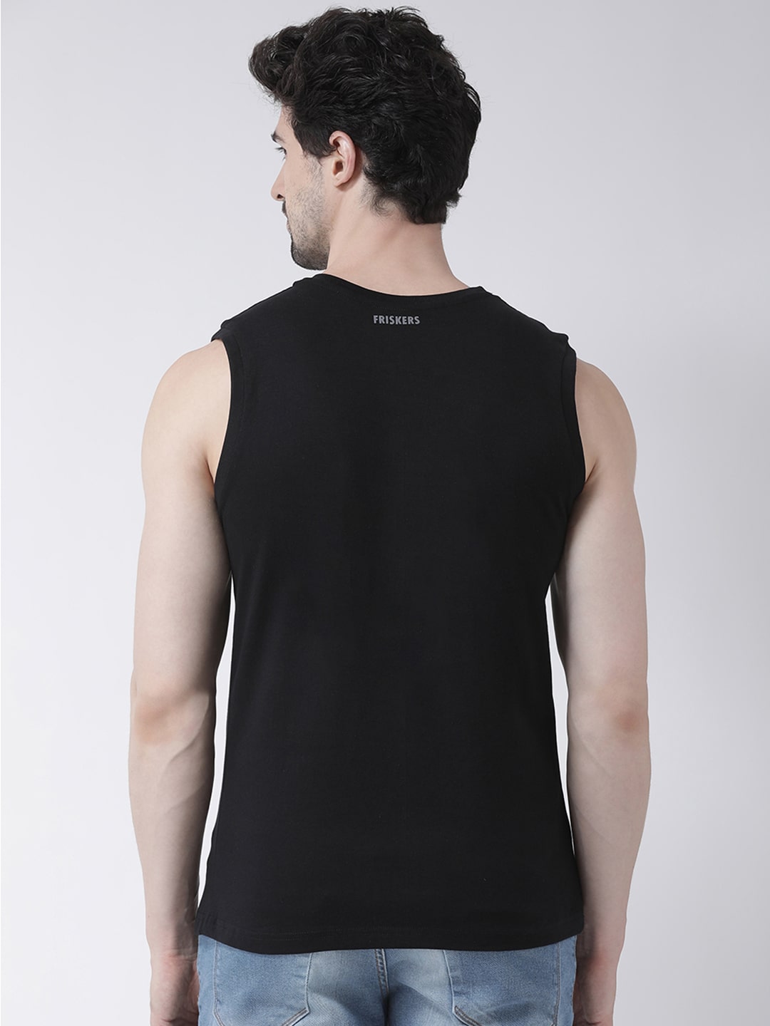 Men Dancing Stars Printed Cotton Gym Vest - Friskers