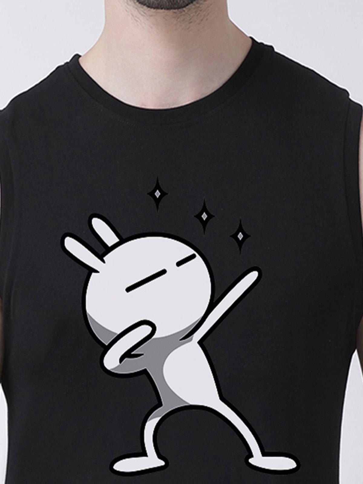 Men Dancing Stars Printed Cotton Gym Vest - Friskers