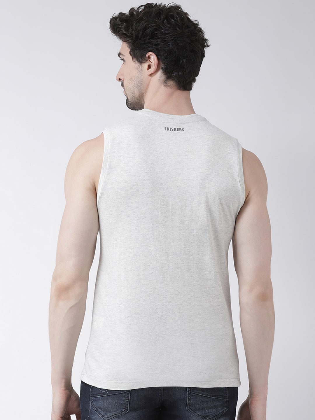 Men Dancing Stars Printed Cotton Gym Vest - Friskers
