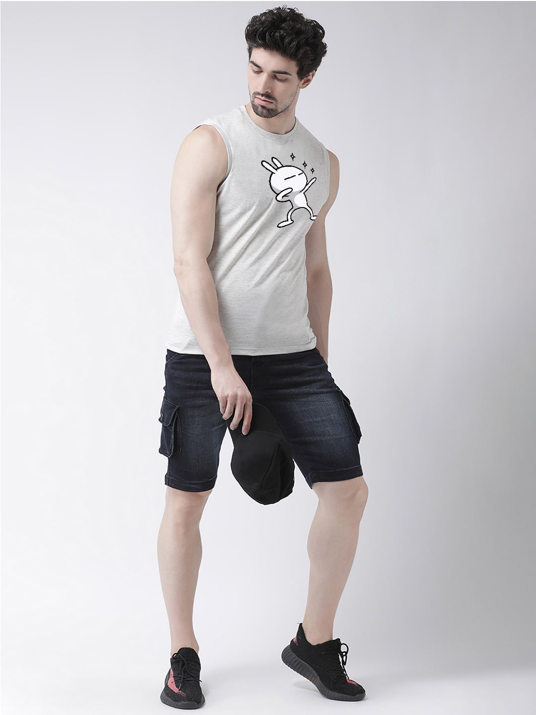 Men Dancing Stars Printed Cotton Gym Vest - Friskers