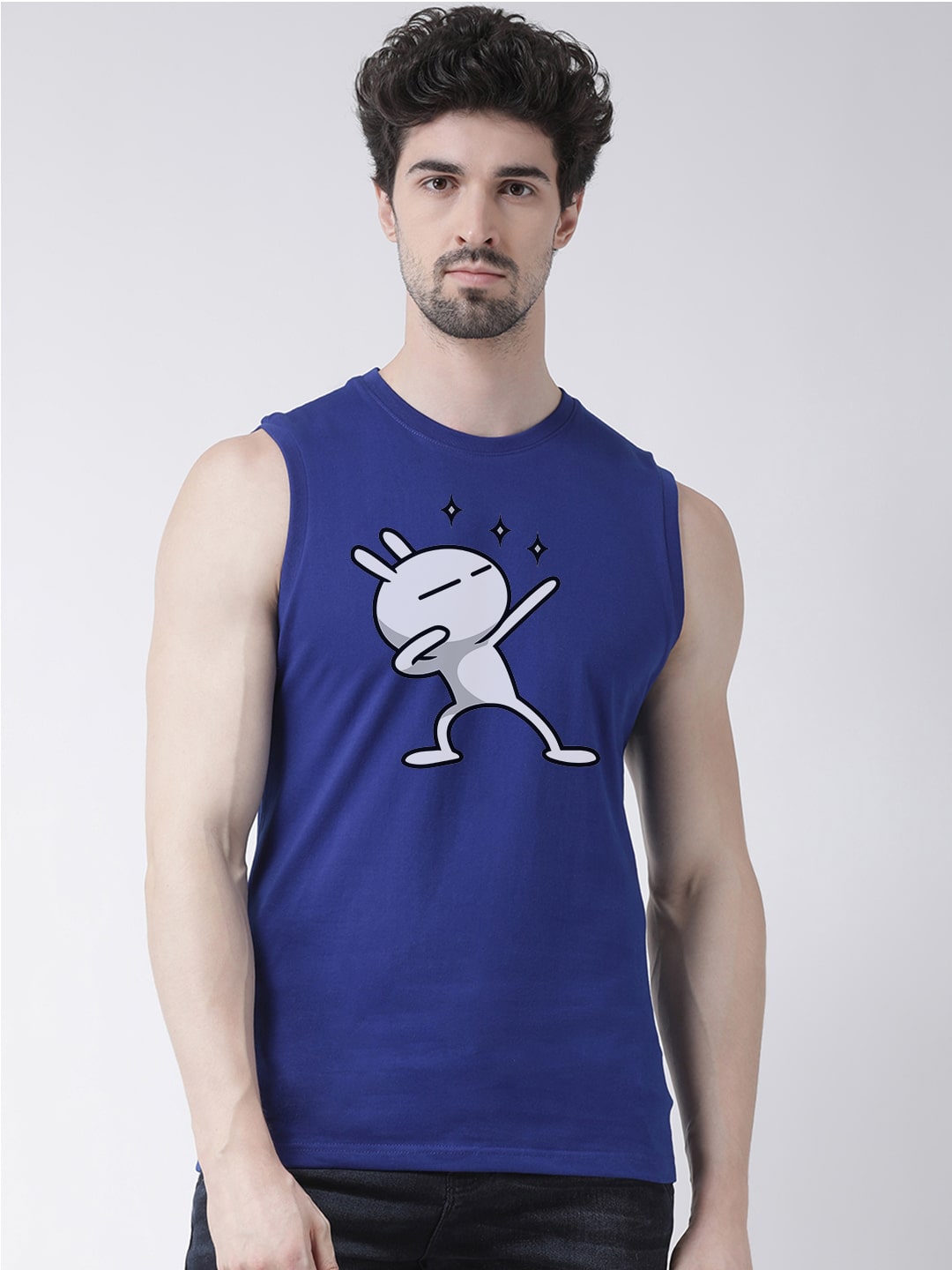Men Dancing Stars Printed Cotton Gym Vest - Friskers