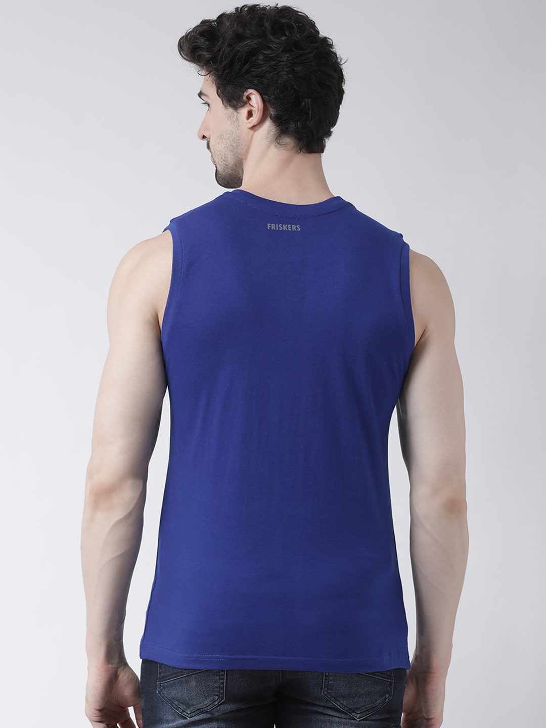 Men Dancing Stars Printed Cotton Gym Vest - Friskers