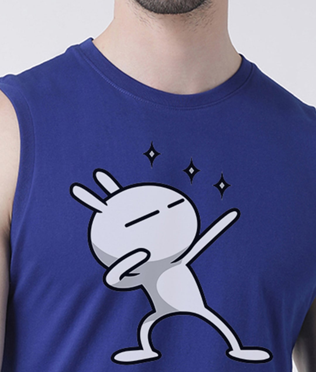 Men Dancing Stars Printed Cotton Gym Vest - Friskers