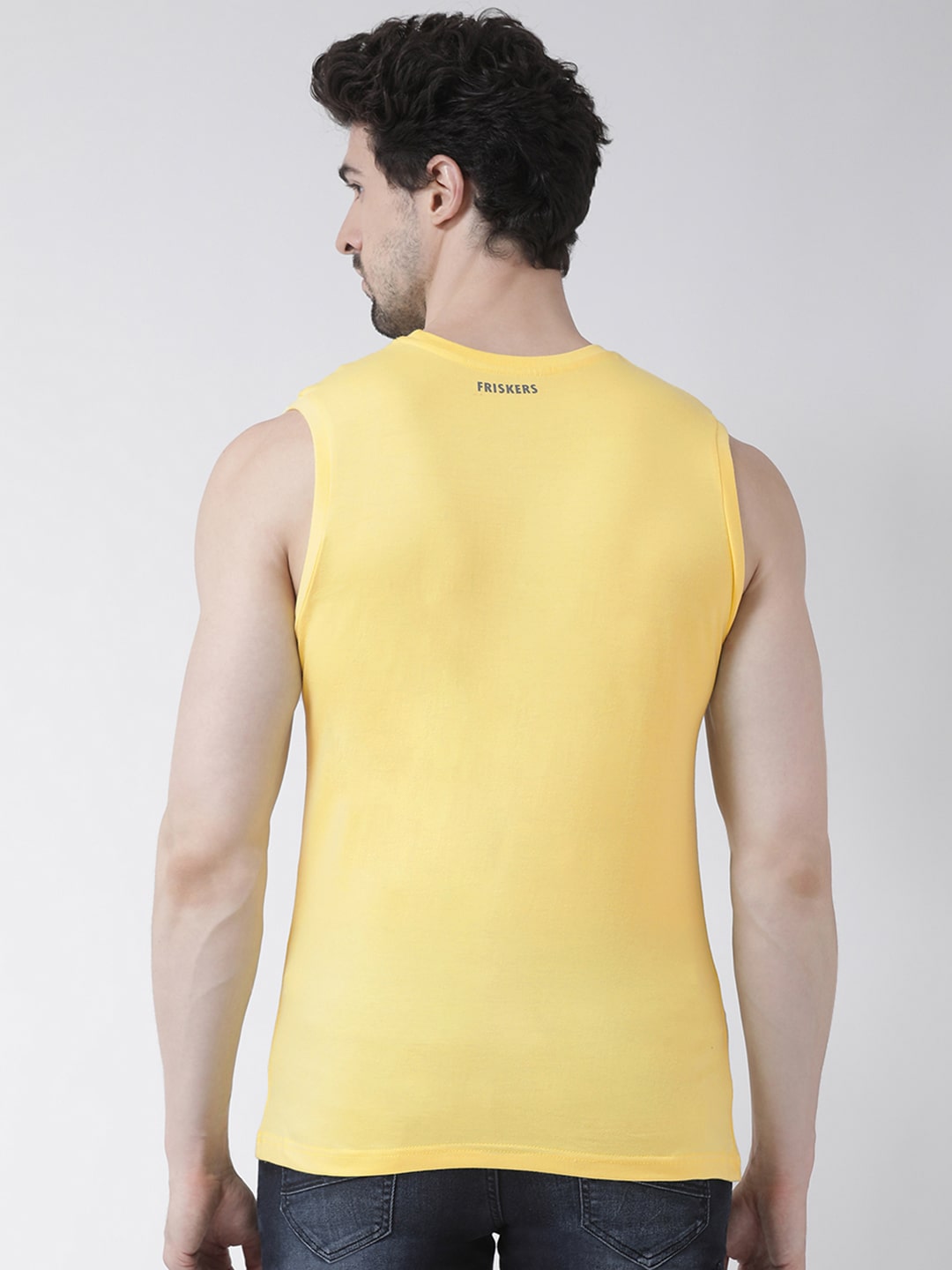 Men Dancing Stars Printed Cotton Gym Vest - Friskers