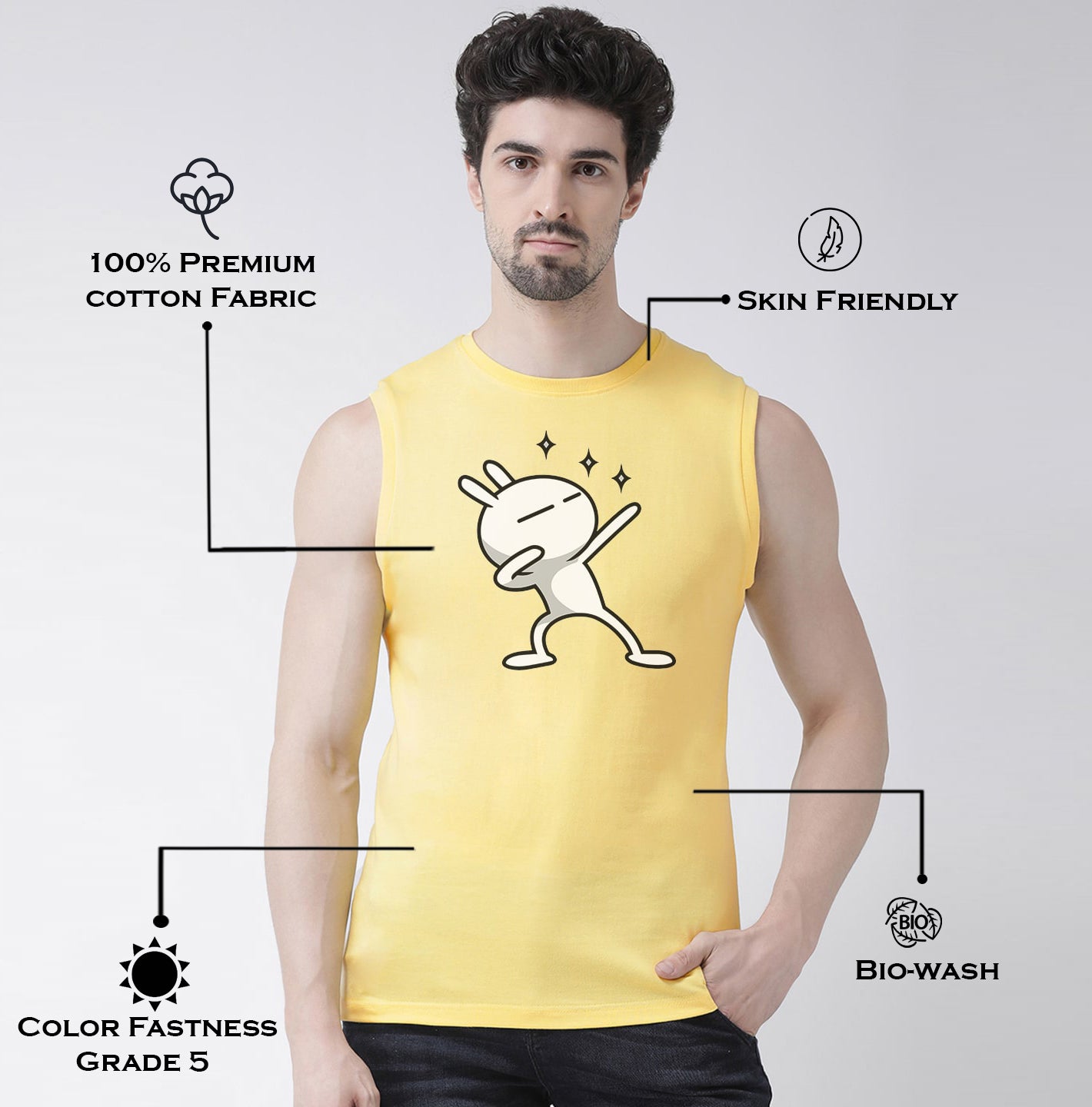Men Dancing Stars Printed Cotton Gym Vest - Friskers