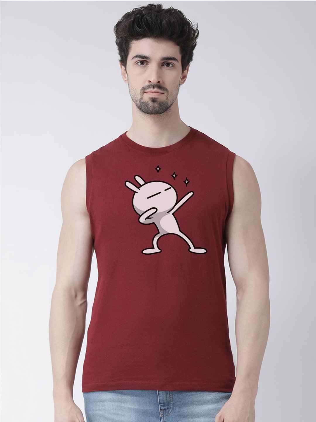 Men Dancing Stars Printed Cotton Gym Vest - Friskers