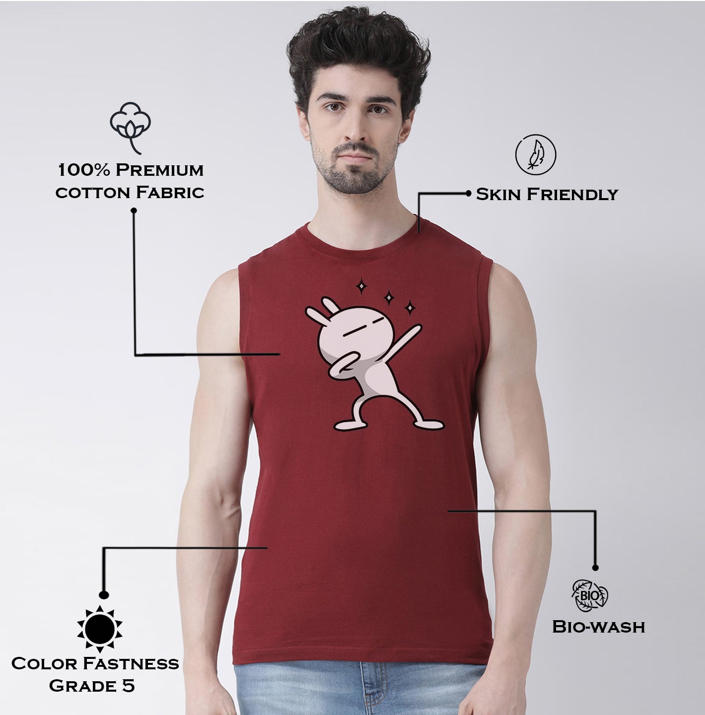 Men Dancing Stars Printed Cotton Gym Vest - Friskers