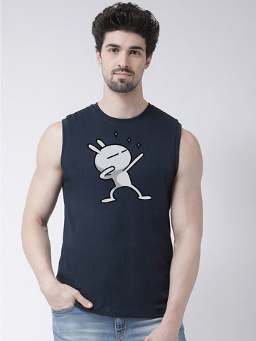 Men Dancing Stars Printed Cotton Gym Vest - Friskers
